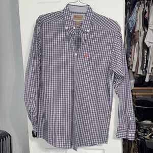 Ariat Men's Navy and White Plaid Shirt